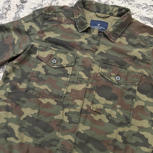 American Eagle Outfitters Green Camo “NAH” Utility Shirt Jacket - Picture 12 of 12